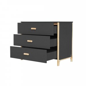 Chambre trio océane ardoise lit 70x140 cm + commode + armoire Theo