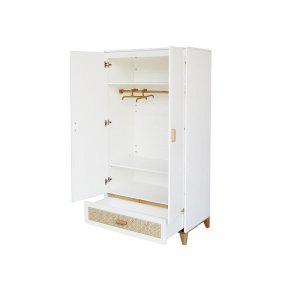 Chambre trio nami neige lit 60x120 cm + commode + armoire Theo