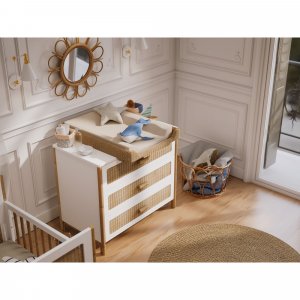 Plan à langer léo rotin tressé, adaptable sur commode, lit 120 et lit 140 Theo