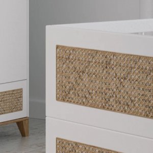 Lit bébé évolutif nami canne de rotin 70 x 140 neige Theo