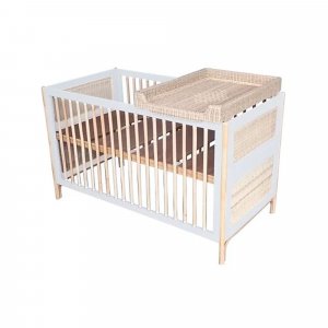 Lit bébé évolutif océania canne de rotin 70 x140 cm neige Theo