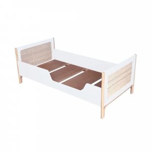 Lit bébé évolutif océania canne de rotin 70 x140 cm neige Theo