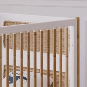 Lit bébé évolutif océania canne de rotin 70 x140 cm neige Theo