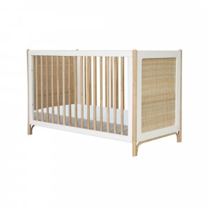 Lit bébé évolutif océania cannes de rotin 60x120 cm neige Theo