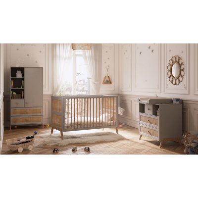 THEO Chambre trio marélia lune lit 70x140 cm + commode + armoire