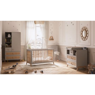 THEO Chambre trio marélia lune lit 60x120 cm + commode + armoire