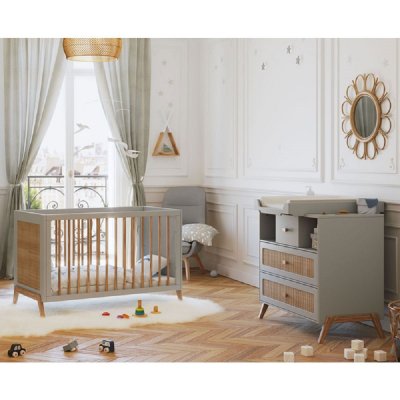 THEO Chambre duo marélia lune lit 60x120 cm + commode