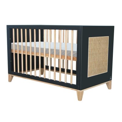 Lit bébé évolutif nami cannage rotin 60x120 cm onyx