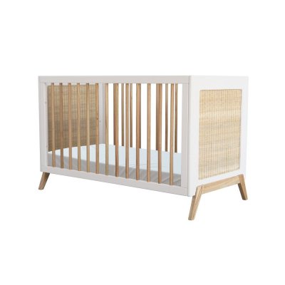 THEO Lit bébé évolutif marélia tressage rotin 60x120 cm neige