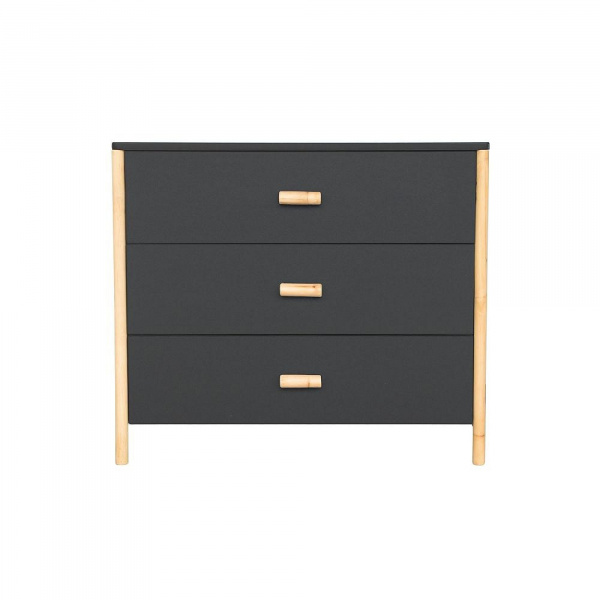 Chambre trio océane ardoise lit 70x140 cm + commode + armoire Theo