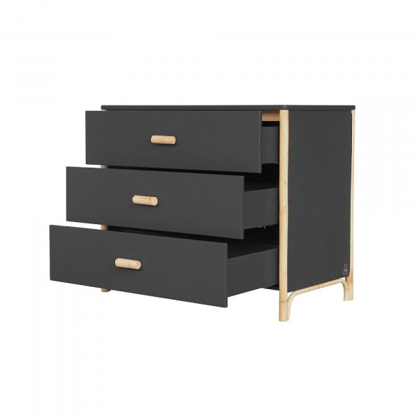 Chambre trio océane ardoise lit 70x140 cm + commode + armoire Theo