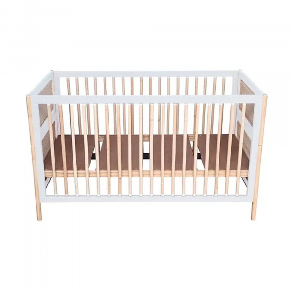 Lit bébé évolutif océania canne de rotin 70 x140 cm neige Theo