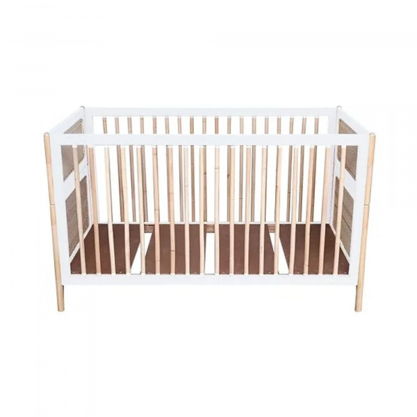 Lit bébé évolutif océania canne de rotin 70 x140 cm neige Theo