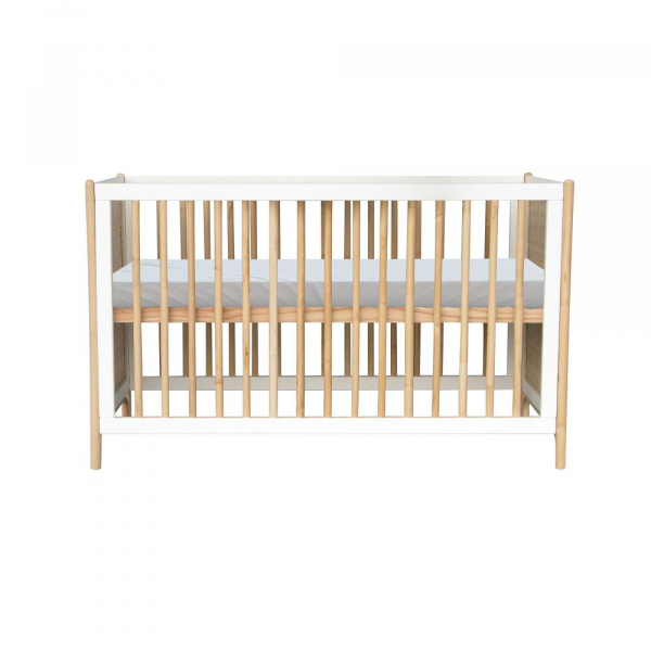Lit bébé évolutif océania cannes de rotin 60x120 cm neige Theo