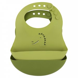 Lot de 2 bavoirs avec récupérateur en silicone mr. dino Trixie