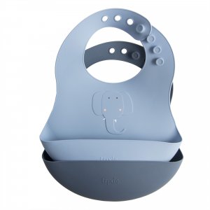 Lot de 2 bavoirs avec récupérateur en silicone mrs. elephant Trixie