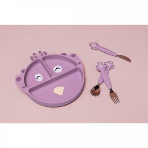 Assiette avec ventouse en silicone et compartiments - mrs. peacock Trixie