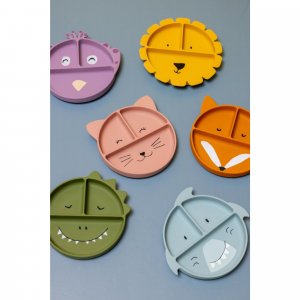 Assiette avec ventouse en silicone et compartiments - mrs. peacock Trixie