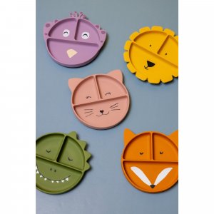 Assiette avec ventouse en silicone et compartiments - mrs. peacock Trixie