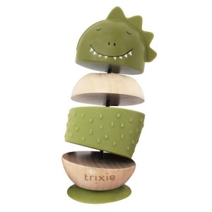 Jouet oscillant en bois et silicone avec ventouse mr. dino Trixie
