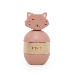 Jouet d'empilage avec hochet en bois mrs. cat Trixie