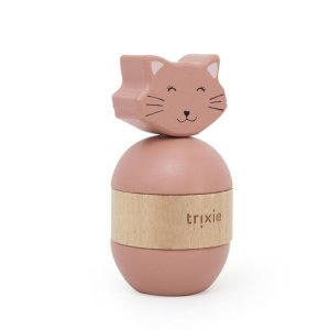 Jouet d'empilage avec hochet en bois mrs. cat Trixie