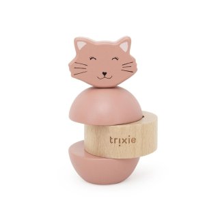 Jouet d'empilage avec hochet en bois mrs. cat Trixie