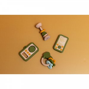 Hochet en silicone et bois - mr. dino Trixie