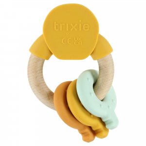 Anneau d'activités en silicone et bois - mr. lion jaune Trixie