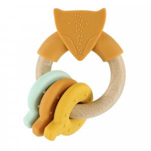 Anneau d'activités en silicone et bois - mr. fox orange Trixie