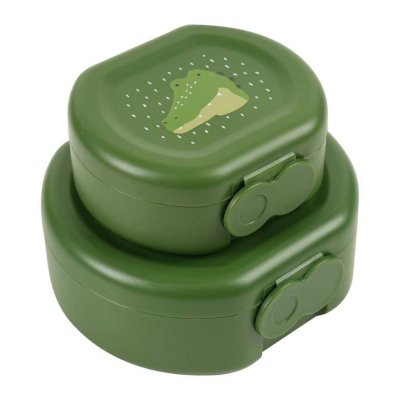 Lot de 2 boîtes à goûter à clip rondes - mr. alligator