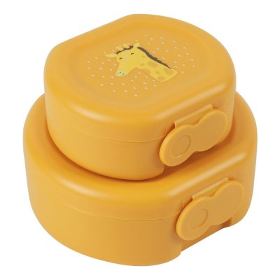 Lot de 2 boîtes à goûter à clip rondes - mr. giraffe