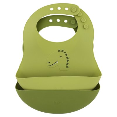 Lot de 2 bavoirs avec récupérateur en silicone mr. dino