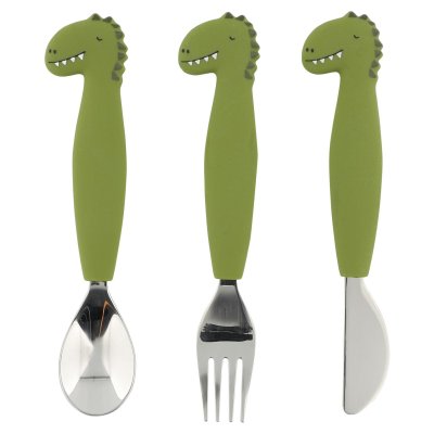 Lot de 3 couverts en silicone mr. dino