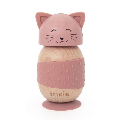 Jouet oscillant en bois et silicone avec ventouse mrs. cat