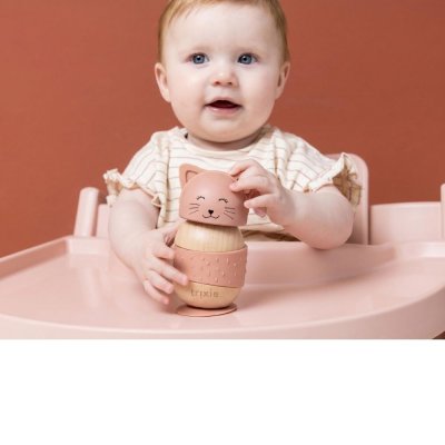 Jouet oscillant en bois et silicone avec ventouse mrs. cat