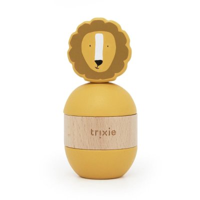 Jouet d'empilage avec hochet en bois mr. lion