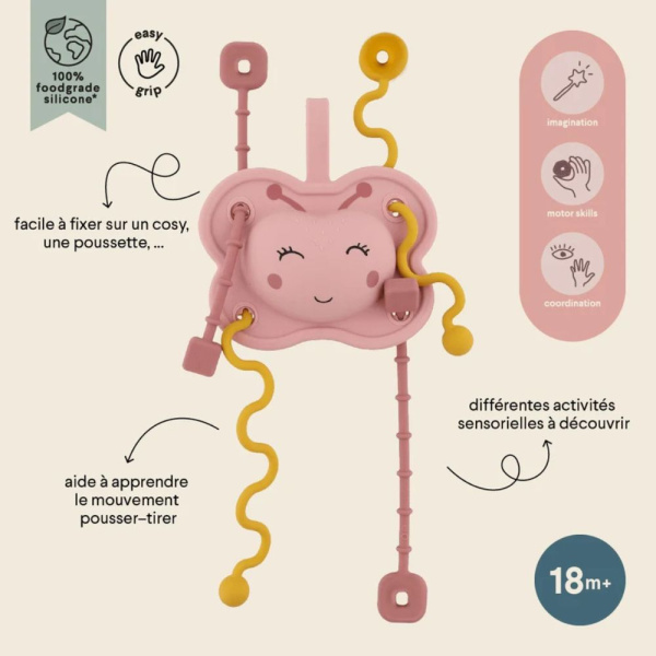 Jouet sensoriel à tirer en silicone mrs. butterfly Trixie