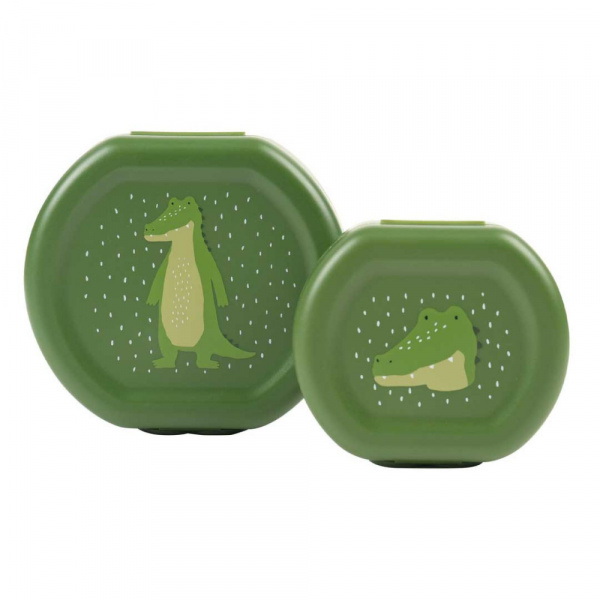 Lot de 2 boîtes à goûter à clip rondes - mr. alligator Trixie
