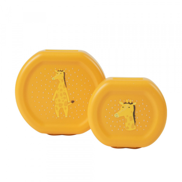 Lot de 2 boîtes à goûter à clip rondes - mr. giraffe Trixie