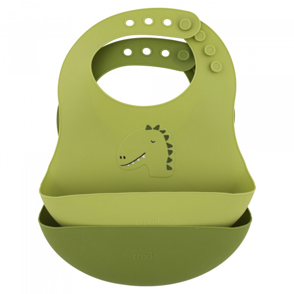 Lot de 2 bavoirs avec récupérateur en silicone mr. dino Trixie