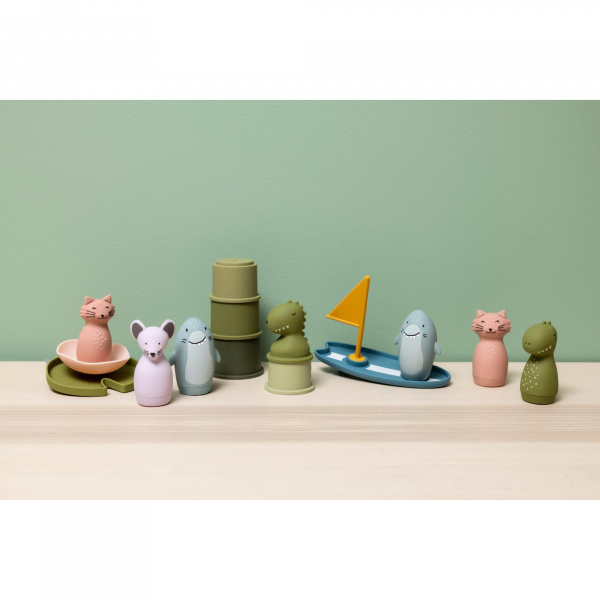 Lot de 5 gobelets empilables de bain - mr. dino Trixie