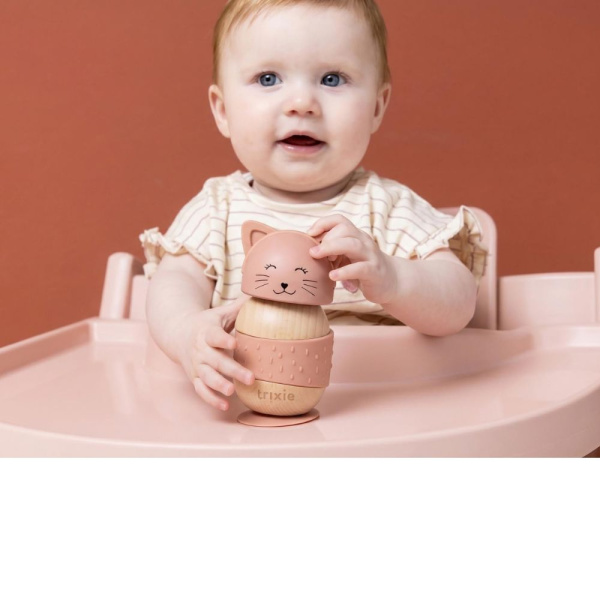 Jouet oscillant en bois et silicone avec ventouse mrs. cat Trixie