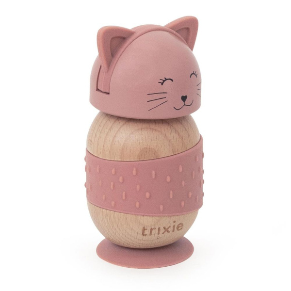 Jouet oscillant en bois et silicone avec ventouse mrs. cat Trixie
