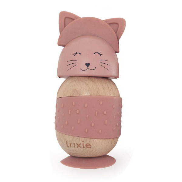 Jouet oscillant en bois et silicone avec ventouse mrs. cat Trixie