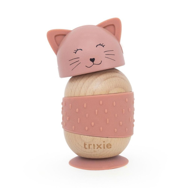Jouet oscillant en bois et silicone avec ventouse mrs. cat Trixie