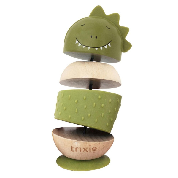 Jouet oscillant en bois et silicone avec ventouse mr. dino Trixie