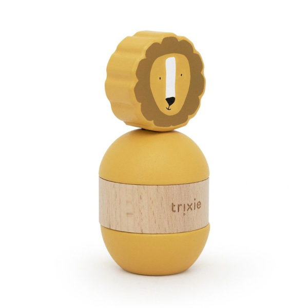 Jouet d'empilage avec hochet en bois mr. lion Trixie