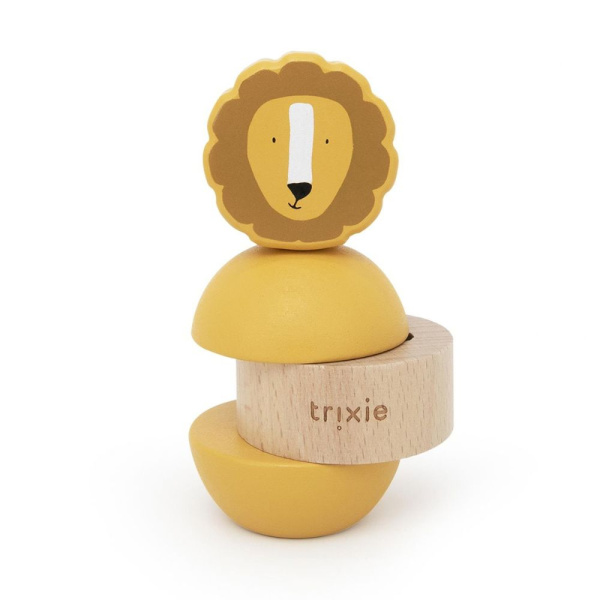 Jouet d'empilage avec hochet en bois mr. lion Trixie