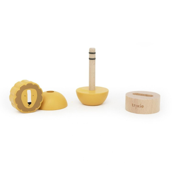 Jouet d'empilage avec hochet en bois mr. lion Trixie